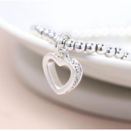 Peace of Mind Silver Plated Crystal Edged Heart Bracelet