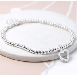 Peace of Mind Silver Plated Crystal Edged Heart Bracelet