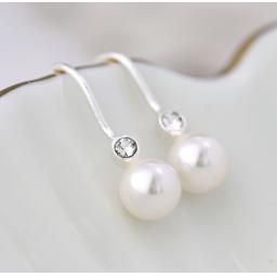 Peace Of Mind Sterling Silver Crystal Pearl Drop Earrings