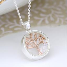 Peace Of Mind.Gold Tree Of Life In Silver Circle Necklace