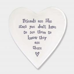 East Of India Friends Are Like Stars Porcelain Heart Coaster