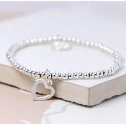 Peace of Mind Silver Plated Crystal Edged Heart Bracelet