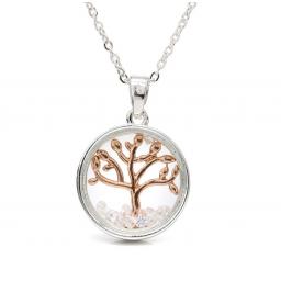 Peace Of Mind.Gold Tree Of Life In Silver Circle Necklace