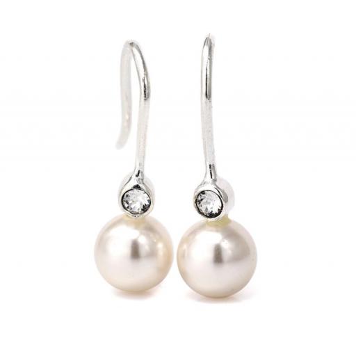 Peace Of Mind Sterling Silver Crystal Pearl Drop Earrings