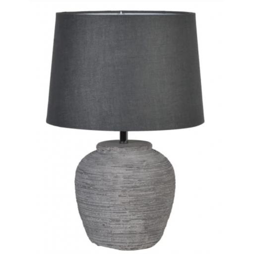 Distressed Stone Effect Lamp with Linen Shade