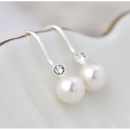 Peace Of Mind Sterling Silver Crystal Pearl Drop Earrings