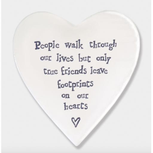 East Of India People Walk Through Our Lives Porcelain Heart Coaster