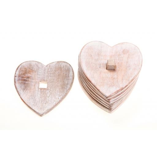 Set Of 6 Wooden Heart Coasters