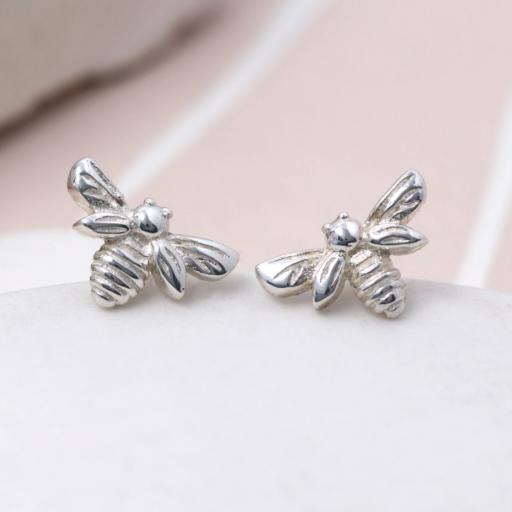 Peace Of Mind Sterling Silver Bee Stud Earrings