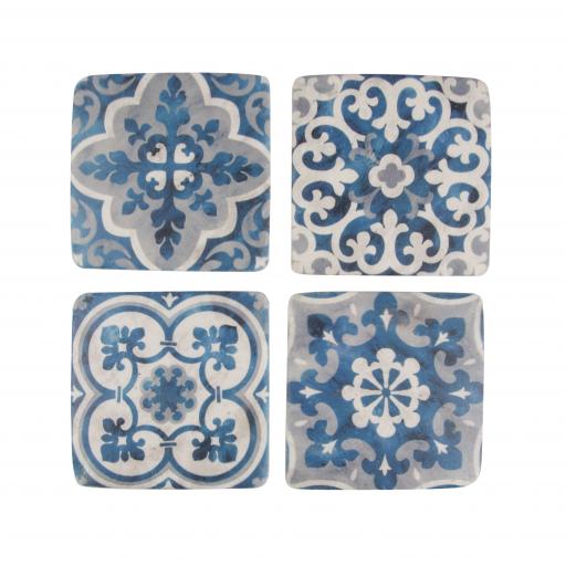 Set Of 4 Blue Mosaic Santorini Coasters