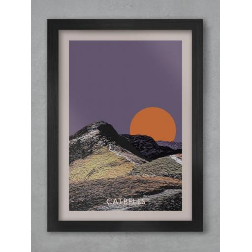 Catbells Sunset A3 Framed Print