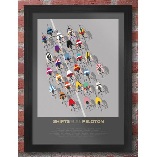 Framed A3 Size The Shirts Of The Peloton Cycling Print