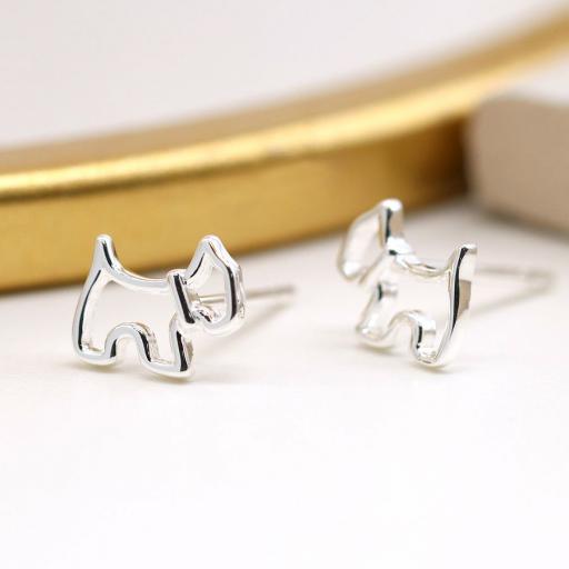 Peace Of mind Sterling Silver Scottie Dog Stud Earrings