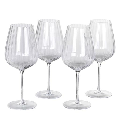 Large Wine Glass Ribbed Design