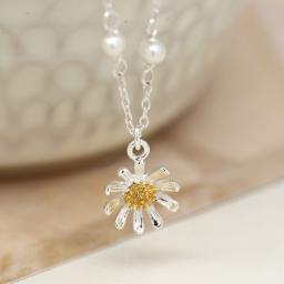 Sterling Silver And Gold Daisy Necklace Alternative KeswickSB1174.jpg