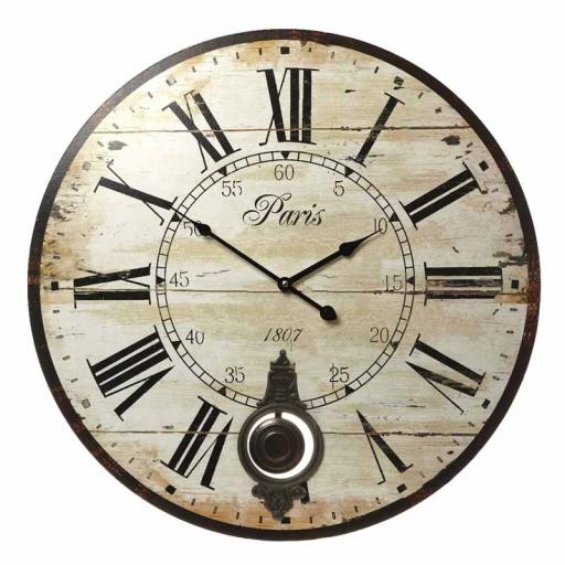 Paris Wooden Wall Clock With Pendulum