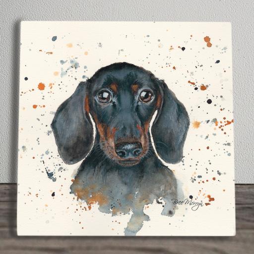 Sid, a Dachshund Ceramic Art Panel