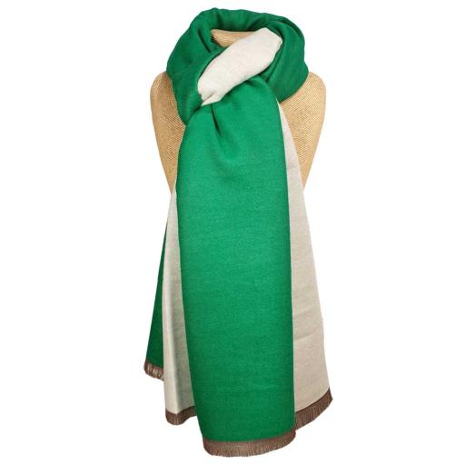 Two Tone Cream/Green Scarf