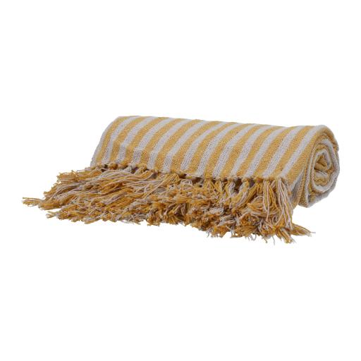 Mustard Woven Stripe Cotton Throw