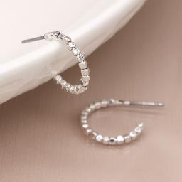 Silver Plated Cube Bead Hoop Earrings.jpg