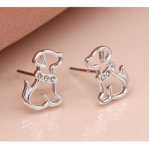 STERLING SILVER LABRADOR PUPPY STUD EARRINGS