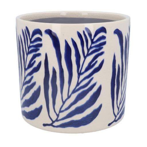 Gisela Graham Blue Leaf Pot Cover Medium