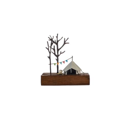 Festival Tent Scene on Wooden Block