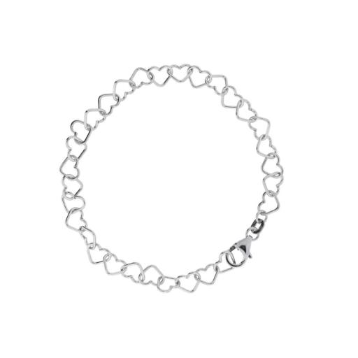 AZENDI STERLING SILVER OPEN HEARTS LINK BRACELET