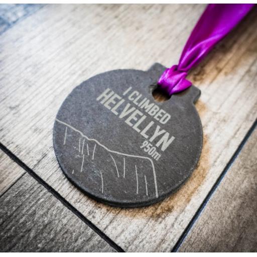 HELVELLYN SLATE MEDAL ON PURPLE RIBBON