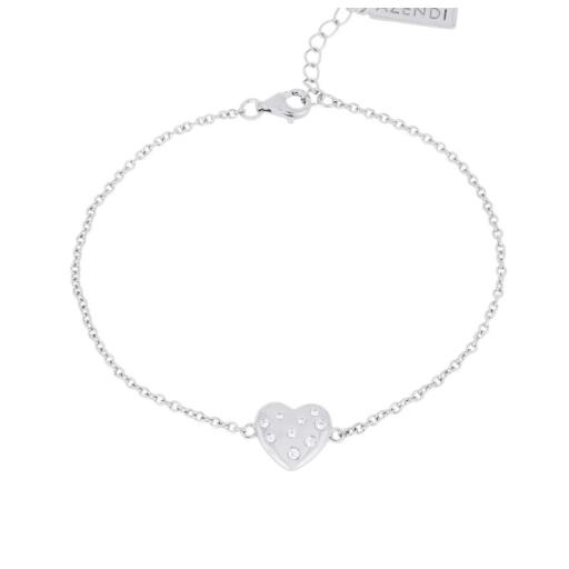 AZENDI STERLING SILVER SCATTERED CUBIC ZIRCONIA STONES HEART BRACELET