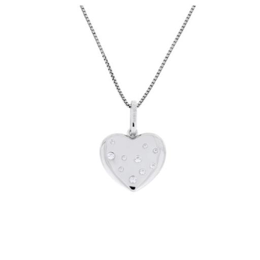 AZENDI STERLING SILVER SCATTERED CUBIC ZIRCONIA STONES HEART PENDANT