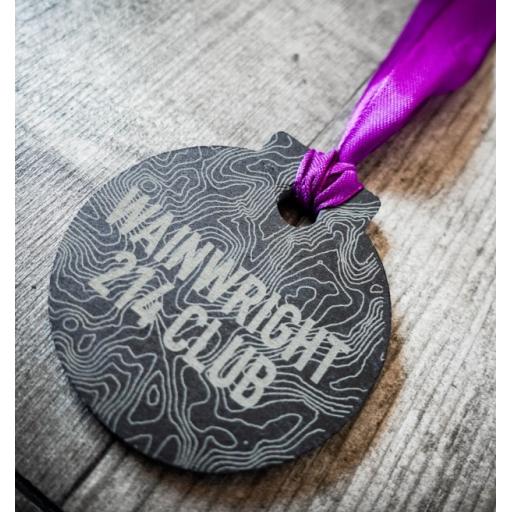 WAINWRIGHT 214 CLUB SLATE MEDAL ON PURPLE RIBBON