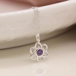 Peace of Mind Sterling Silver Crystal Flower Pendant 2.jpg