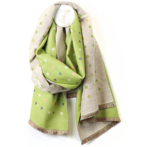 LIME/ECRU TINY HEARTS SCARF