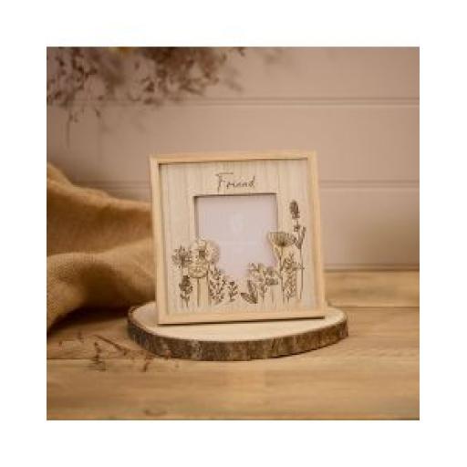 Wooden Etched Flower Friend Frame