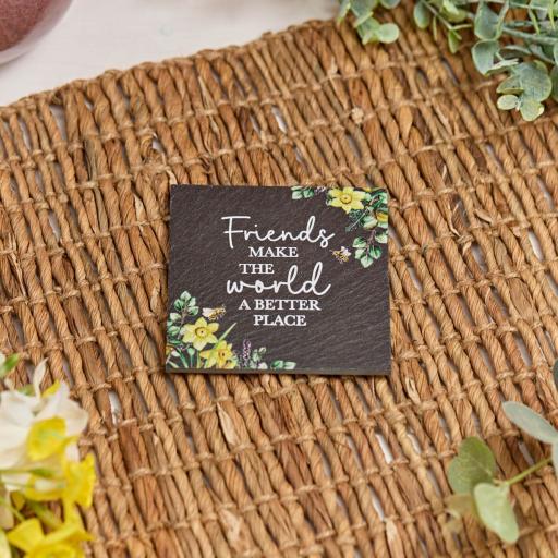 FRIENDS SLATE FLORAL COASTER