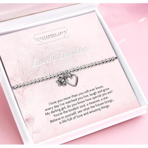 LETTERBOX LOVE LOVELY DAUGHTER SILVER PLATED BRACELET