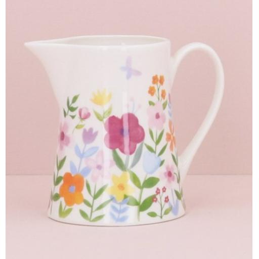 GISELA GRAHAM - PASTEL FLOWERS BONE CHINA JUG