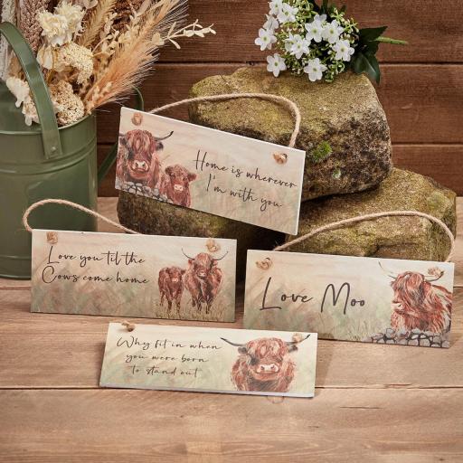 DOUGAL HIGHLAND COW SLATE PLAQUE 4 ASSORTED DESIGNS