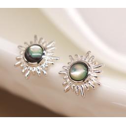 Sterling Silver Opalescent Sunburst Stud Earrings.png