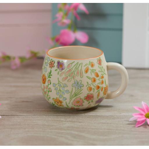 FLORAL STONEWARE MUG