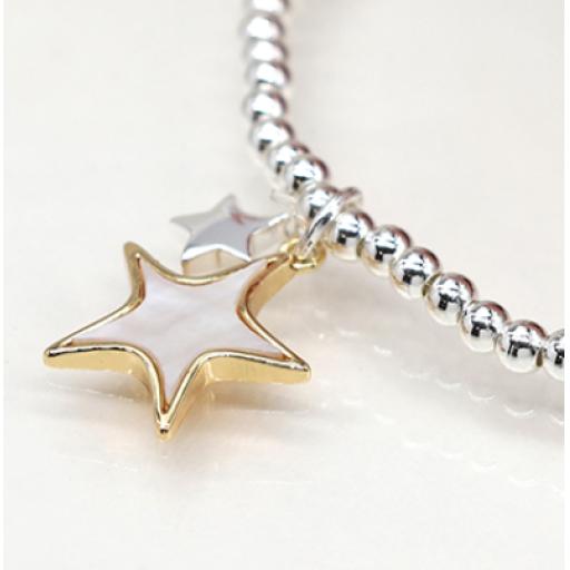 Faux Gold and Silver Plated Shell Double Star Bracelet 3.png