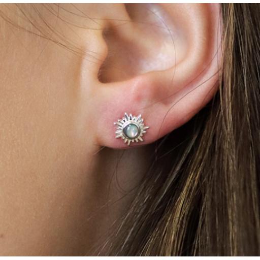 Sterling Silver Opalescent Sunburst Stud Earrings 2.png