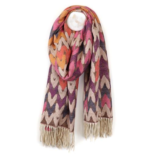 MUTED WARM TONES SKETCHY HEARTS SCARF