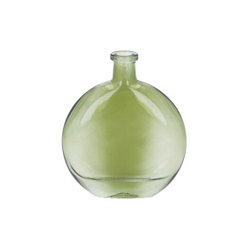 Olive Green Glass Disc Shaped Bud Vase