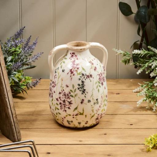 DISTRESSED DECORATIVE LARGE FLORAL URN