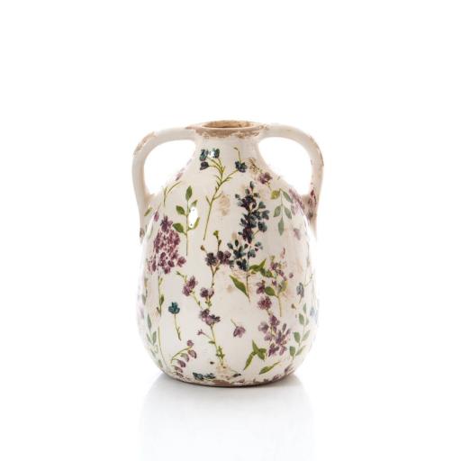 DISTRESSED DECORATIVE FLORAL URN