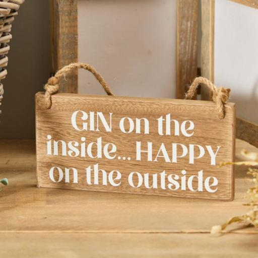 GIN ON THE INSIDE WOODEN SIGN