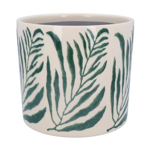 LARGE GREEN BRANCH DESIGN CERAMIC POT COVER BY GISELA GRAHAM