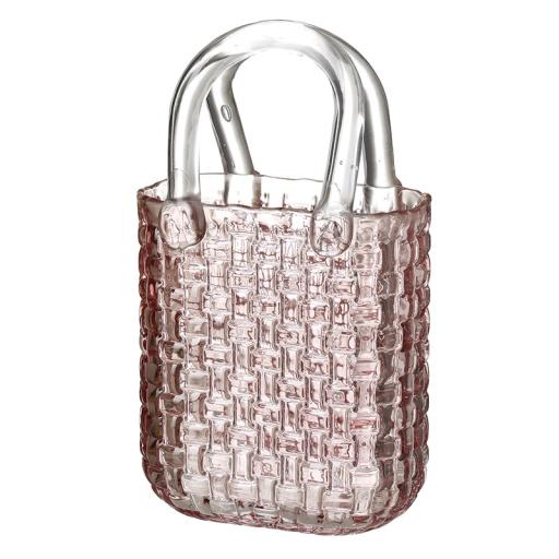 PINK GLASS BAG VASE